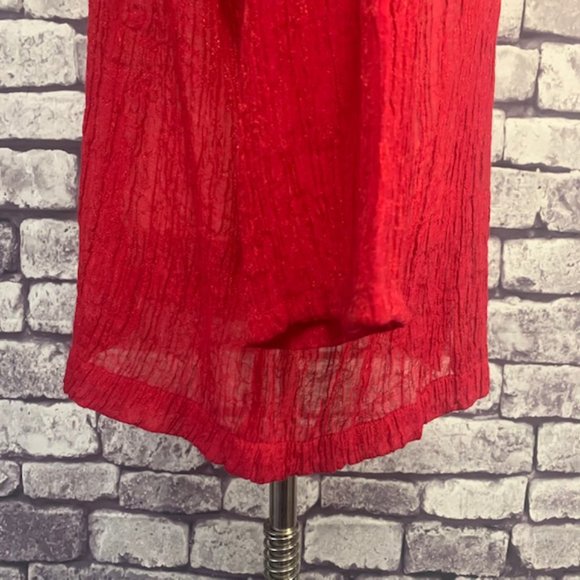 J. Jill Red Button Down Semi Sheer Blouse Size L - Picture 8 of 9